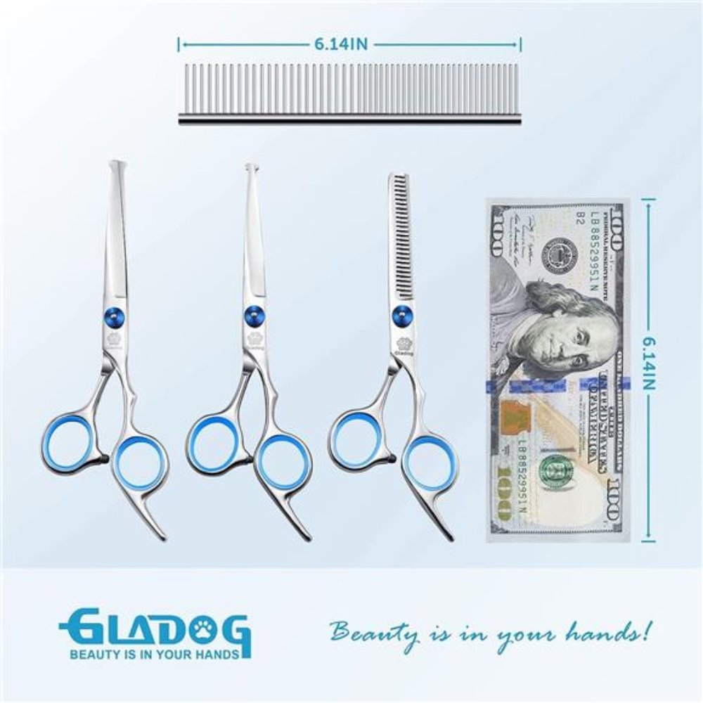 Professional 5 in 1 Dog Grooming Scissors Set with Safety Round Tips, Sharp - Picture 2 of 6